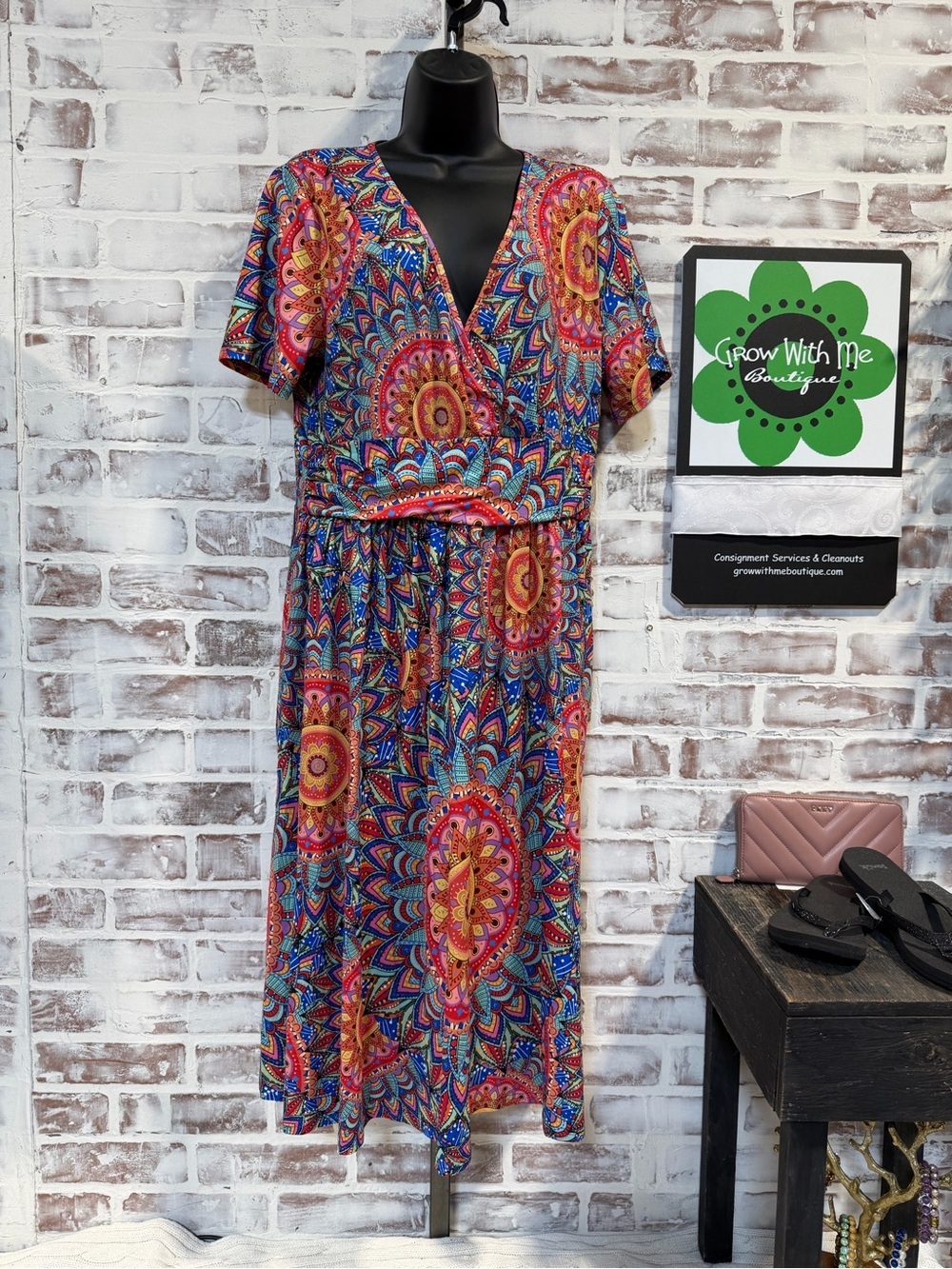 Colorful Bohemian V-Neck Midi Dress